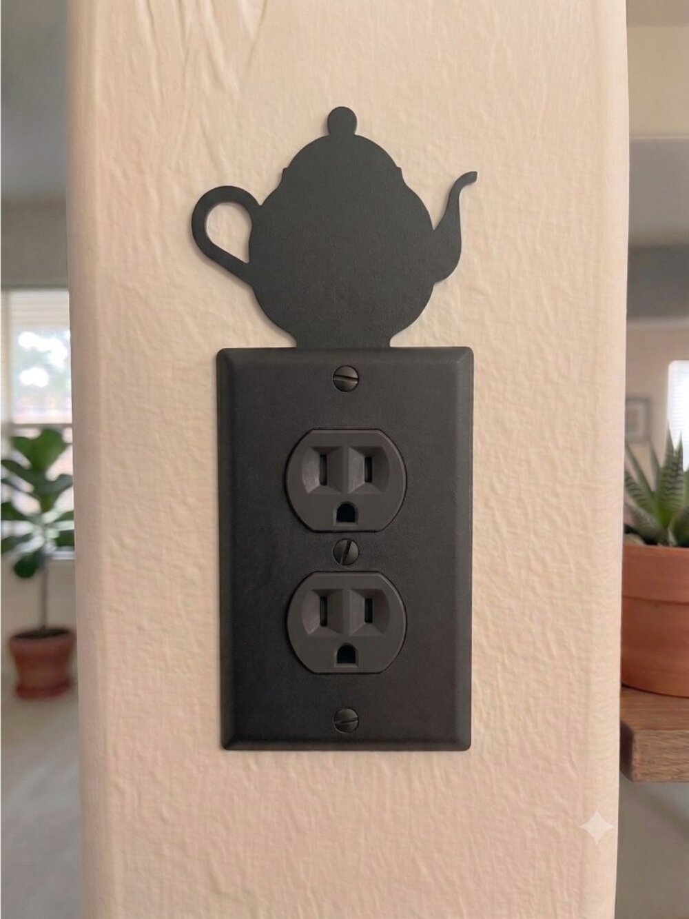 NEW Teapot  Wrought Iron 1 Duplex wall plate (no hardware)